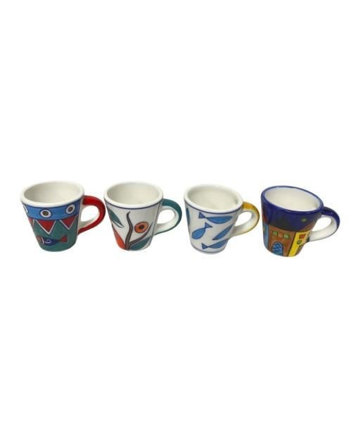 Taza de Café Cerámica Diseño Elegante, Set 4 Unidades, Ideal para Hogar, Oficina, Decoración, Regalo Original