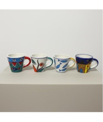 Taza de Café Cerámica Diseño Elegante, Set 4 Unidades, Ideal para Hogar, Oficina, Decoración, Regalo Original