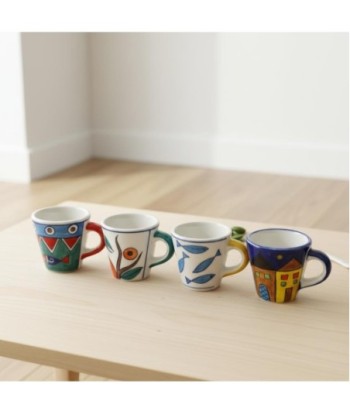 Taza de Café Cerámica Diseño Elegante, Set 4 Unidades, Ideal para Hogar, Oficina, Decoración, Regalo Original