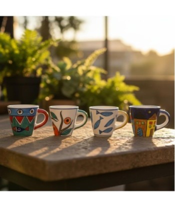 Taza de Café Cerámica Diseño Elegante, Set 4 Unidades, Ideal para Hogar, Oficina, Decoración, Regalo Original
