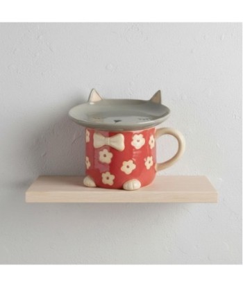 Taza con Plato Diseño de Gato para Café y Té, Regalo Original para Amantes de los Gatos, Decoración de Cocina