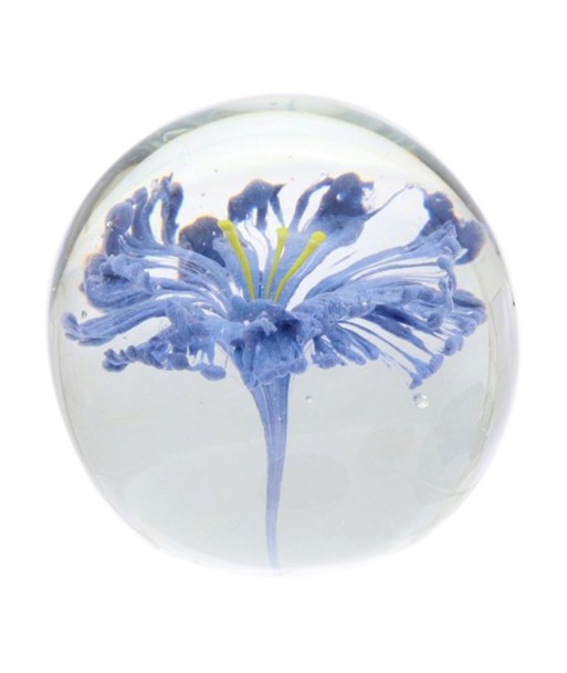 Pisapapel Flor Decorativo en Vidrio Azul, Elegante Accesorio de Oficina y Regalo Original para Amantes de la