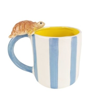 Mug Tortuga Diseño Marinero - Taza Original de Porcelana Azul - Regalo Perfecto para Amantes del Océano