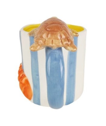 Mug Tortuga Diseño Marinero - Taza Original de Porcelana Azul - Regalo Perfecto para Amantes del Océano