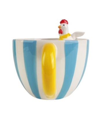 Mug Gallina Decorativo Original para Café o Té, Diseño Bohemio, Taza de Porcelana Azul, Ideal Regalo Cocina