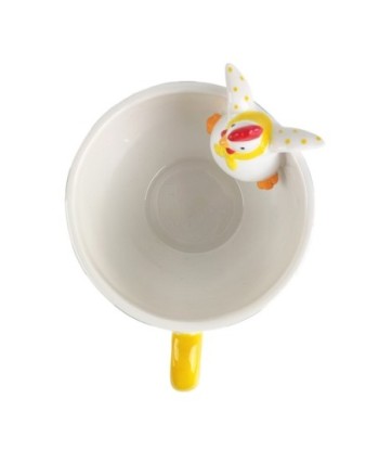 Mug Gallina Decorativo Original para Café o Té, Diseño Bohemio, Taza de Porcelana Azul, Ideal Regalo Cocina