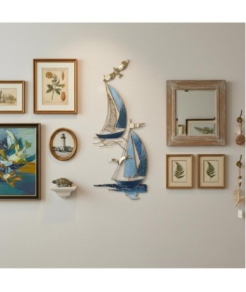 Adorno de Pared Barco Velero Decoración Náutica para Hogar, Diseño Metálico de Estilo Marinero, Ideal para Sala