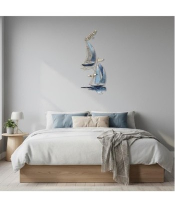 Adorno de Pared Barco Velero Decoración Náutica para Hogar, Diseño Metálico de Estilo Marinero, Ideal para Sala