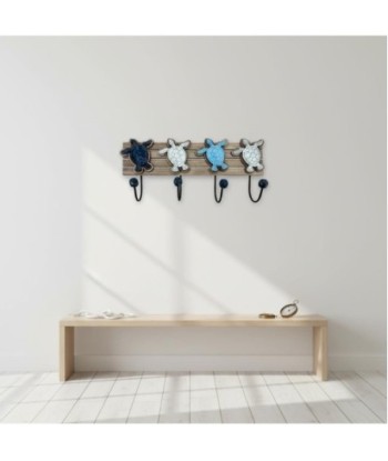 Perchero Pared Tortugas Decorativo 4 Ganchos - Diseño Original Marinero - Ideal para Hogar y Oficina - Fácil
