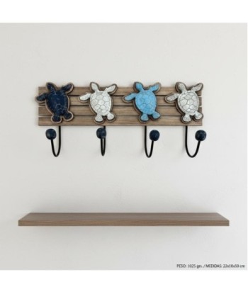 Perchero Pared Tortugas Decorativo 4 Ganchos - Diseño Original Marinero - Ideal para Hogar y Oficina - Fácil