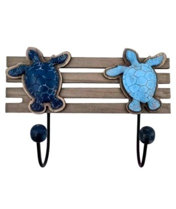 Perchero de Pared con Diseño de Tortugas, Decoración Náutica con 2 Pomos, Ideal para Hogar, Oficina o Regalo