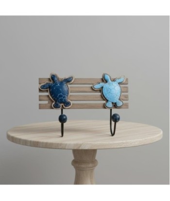 Perchero de Pared con Diseño de Tortugas, Decoración Náutica con 2 Pomos, Ideal para Hogar, Oficina o Regalo