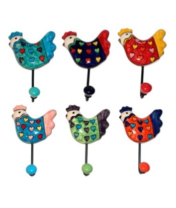 Perchero de Pared Diseño Gallina con Pomo, Decoración Cerámica para Hogar, Gancho Multifuncional, Adorno de Pared