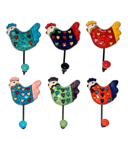 Perchero de Pared Diseño Gallina con Pomo, Decoración Cerámica para Hogar, Gancho Multifuncional, Adorno de Pared