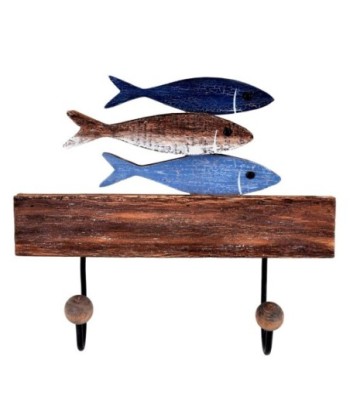 Perchero de Pared Diseño Peces con 2 Ganchos Decorativos Ideal para Hogar, Oficina o Regalo Náutico