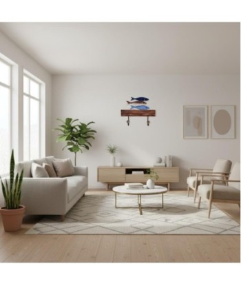 Perchero de Pared Diseño Peces con 2 Ganchos Decorativos Ideal para Hogar, Oficina o Regalo Náutico