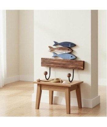 Perchero de Pared Diseño Peces con 2 Ganchos Decorativos Ideal para Hogar, Oficina o Regalo Náutico