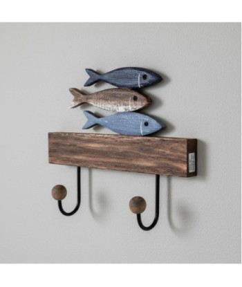 Perchero de Pared Diseño Peces con 2 Ganchos Decorativos Ideal para Hogar, Oficina o Regalo Náutico