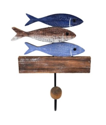 Percha Decorativa Marinera con Diseño de Peces para Pared, Perchero Azul de 1 Pomo, Ideal para Baño y Dormitorio