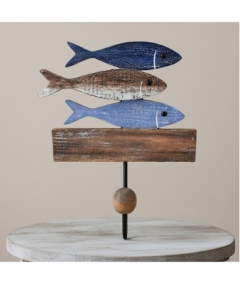 Percha Decorativa Marinera con Diseño de Peces para Pared, Perchero Azul de 1 Pomo, Ideal para Baño y Dormitorio
