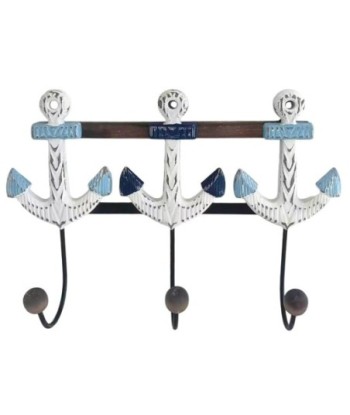 Perchero de Pared Ancla con 3 Ganchos Decorativos para Hogar - Diseño Náutico en Blanco