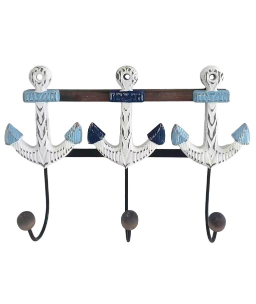 Perchero de Pared Ancla con 3 Ganchos Decorativos para Hogar - Diseño Náutico en Blanco