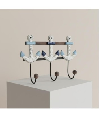 Perchero de Pared Ancla con 3 Ganchos Decorativos para Hogar - Diseño Náutico en Blanco