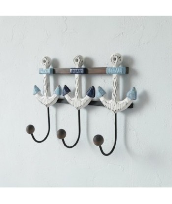 Perchero de Pared Ancla con 3 Ganchos Decorativos para Hogar - Diseño Náutico en Blanco