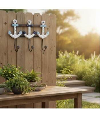 Perchero de Pared Ancla con 3 Ganchos Decorativos para Hogar - Diseño Náutico en Blanco