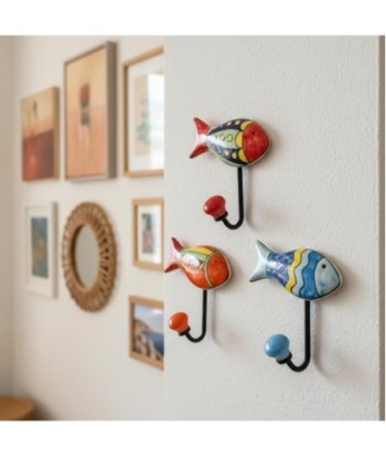 Percha Decorativa de Pared con 3 Ganchos Diseño Pez para Colgar Ropa y Accesorios, Ideal para Hogar