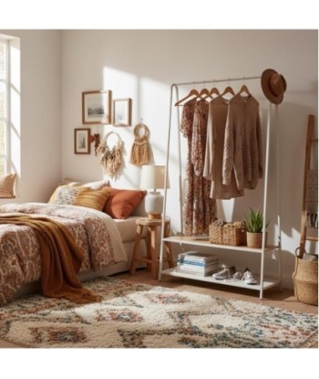Perchero de Pie con Diseño Elegante para Ropa y Accesorios, Organizador de Entrada y Dormitorio, Resistente y
