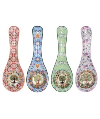 Apoyador de Cuchara Árbol de la Vida, Diseño Decorativo para Cocina, Set de 4 Soportes, Regalo Ideal