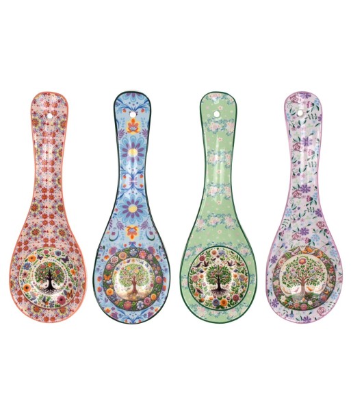 Apoyador de Cuchara Árbol de la Vida, Diseño Decorativo para Cocina, Set de 4 Soportes, Regalo Ideal