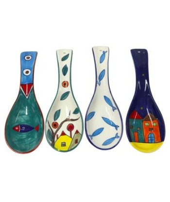 Apoyador de Cuchara de Cerámica, Soporte de Utensilios de Cocina, Set 4 Unidades, Diseño Elegante, Ideal para