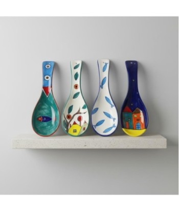 Apoyador de Cuchara de Cerámica, Soporte de Utensilios de Cocina, Set 4 Unidades, Diseño Elegante, Ideal para