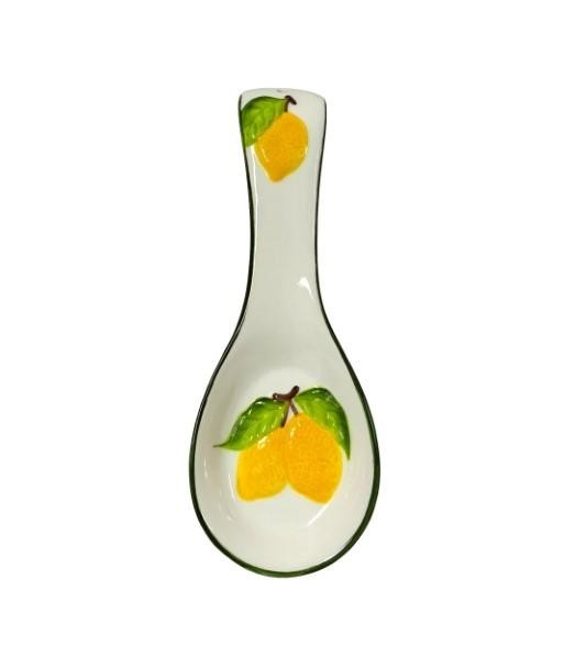 Apoyador de Cuchara de Cerámica Diseño Limón, Soporte de Cocina Decorativo, Accesorio Práctico para Utensilios