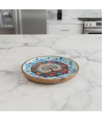 Plato Decorativo Árbol de la Vida para Cocina, Bandeja de Madera Artesanal, Diseño Único, Decoración Hogar, Regalo