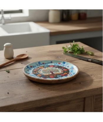 Plato Decorativo Árbol de la Vida para Cocina, Bandeja de Madera Artesanal, Diseño Único, Decoración Hogar, Regalo