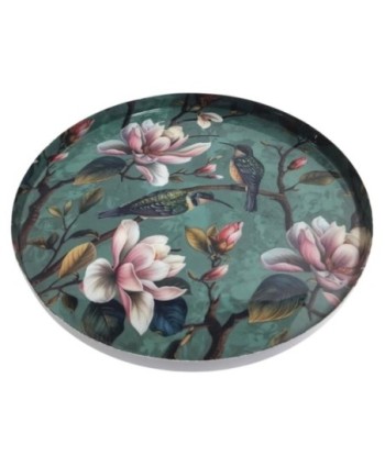 Plato Decorativo de Flores para Mesa, Bandeja de Metal Diseño Contemporáneo, Ideal para Decoración del Hogar