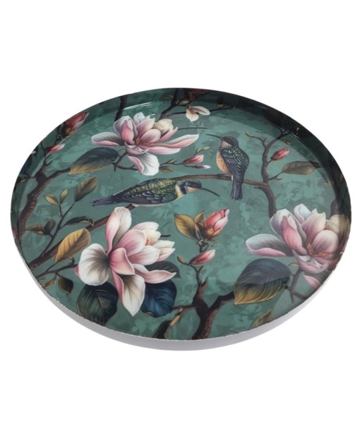 Plato Decorativo de Flores para Mesa, Bandeja de Metal Diseño Contemporáneo, Ideal para Decoración del Hogar