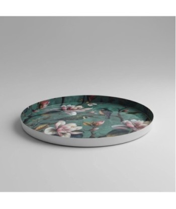 Plato Decorativo de Flores para Mesa, Bandeja de Metal Diseño Contemporáneo, Ideal para Decoración del Hogar