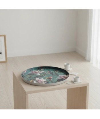 Plato Decorativo de Flores para Mesa, Bandeja de Metal Diseño Contemporáneo, Ideal para Decoración del Hogar