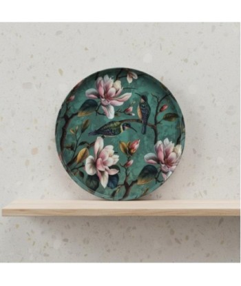 Plato Decorativo de Flores para Mesa, Bandeja de Metal Diseño Contemporáneo, Ideal para Decoración del Hogar