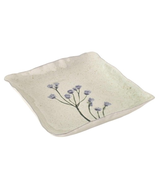 Plato Decorativo de Flores para Decoración Bohemia, Ideal para Cocina y Sala, Diseño Elegante de Gres Blanco