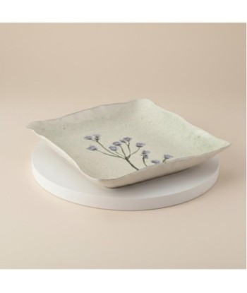 Plato Decorativo de Flores para Decoración Bohemia, Ideal para Cocina y Sala, Diseño Elegante de Gres Blanco