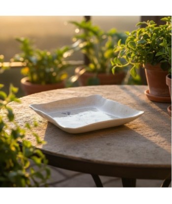 Plato Decorativo de Flores para Decoración Bohemia, Ideal para Cocina y Sala, Diseño Elegante de Gres Blanco