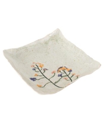 Plato Decorativo Flores Cerámica Gres Diseño Bohemio para Decoración del Hogar y Regalo Original