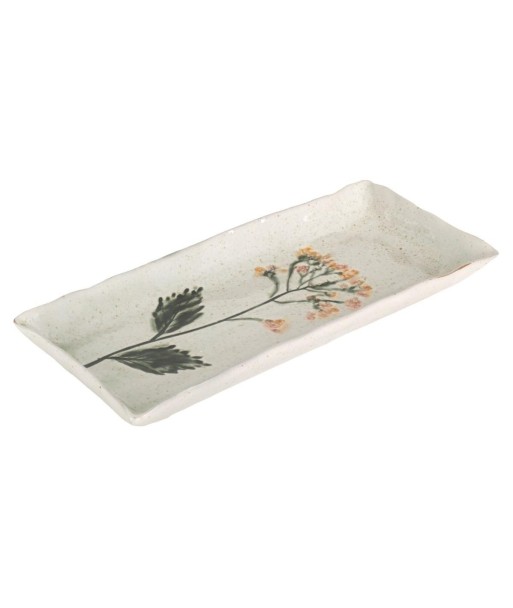 Plato Decorativo Flores Cerámica Gres Blanco Estilo Bohemio Decoración Hogar Moderno