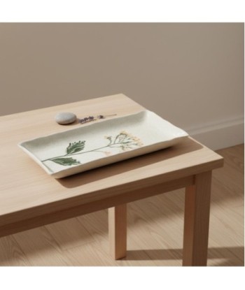 Plato Decorativo Flores Cerámica Gres Blanco Estilo Bohemio Decoración Hogar Moderno