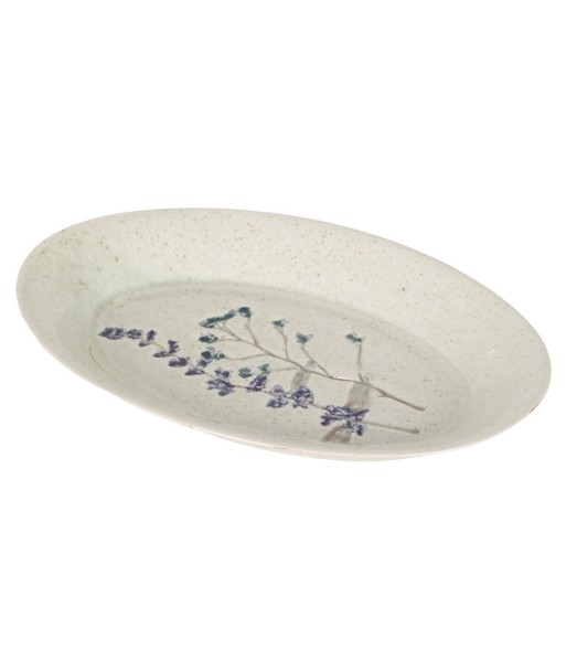 Plato Decorativo Flores Cerámica Gres Blanco, Ideal para Decoración de Hogar, Estilo Bohemio, Diseño Elegante